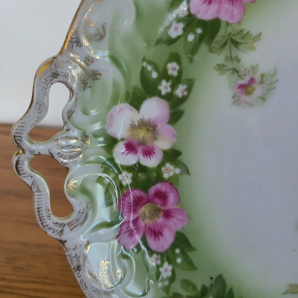 Antique Rosenthal Iris Bavaria Porcelain China Floral Serving Plate R.C. Crown